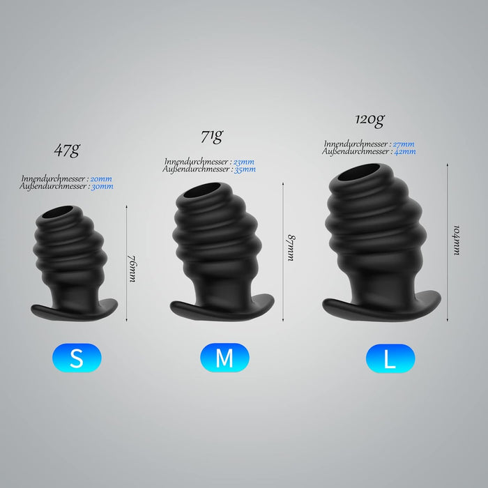 Ergonomic hollow anal dilator with waves, size M (87x55mm)