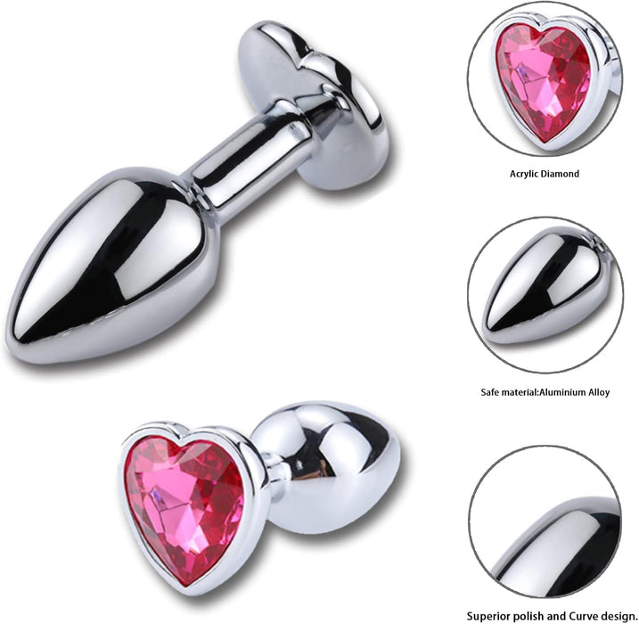 2 Crystal Anal Plugs – Metal Heart Shaped for Beginners