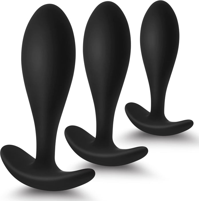 Analinių kištukų rinkinys pradedantiesiems – minkštas silikonas, 3 dydžiai