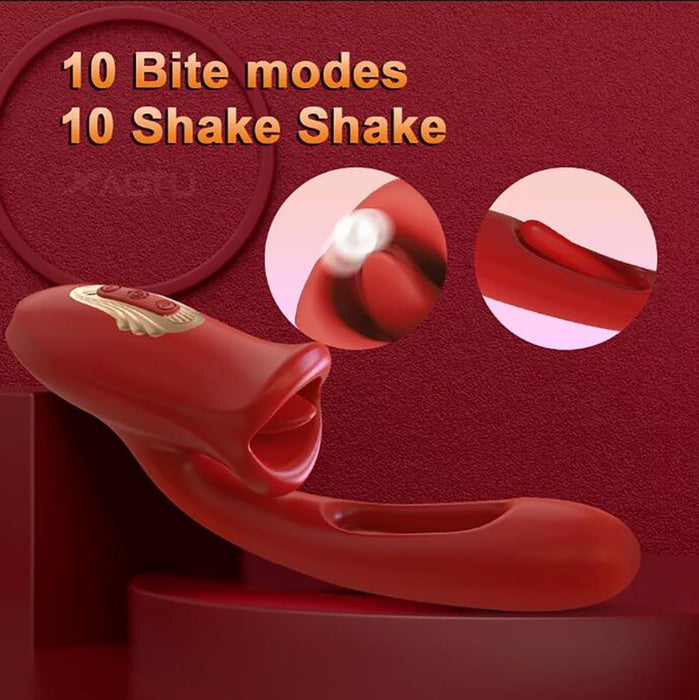 3 in 1 Silikoninis Rabbit Vibratorius su 10 Saugimo, Vibravimo ir Plakimo Režimų