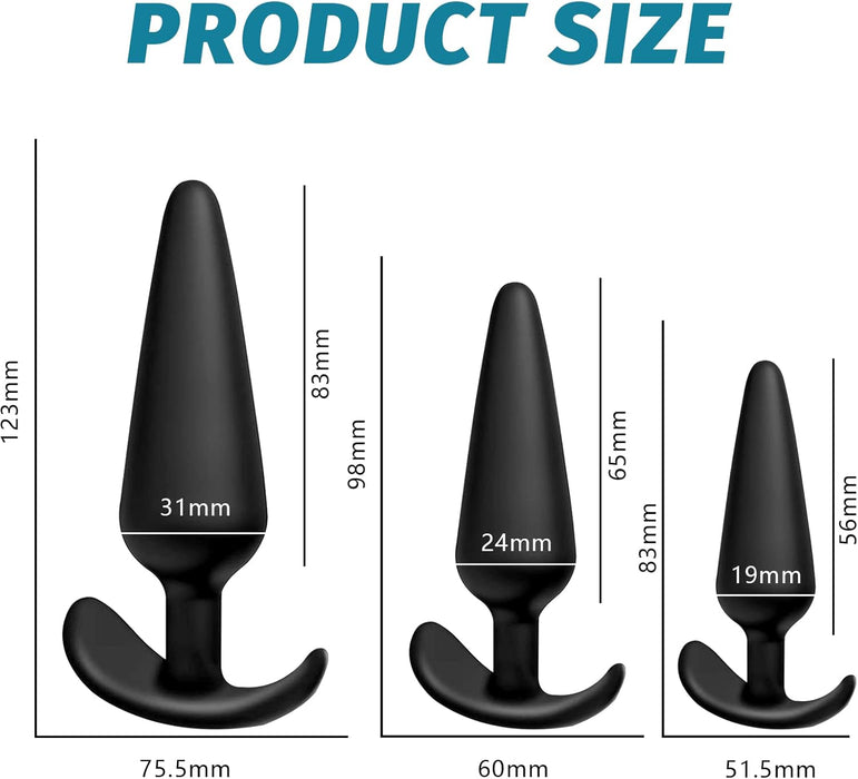 Silicone Butt Plug Set: Small, Medium and Large