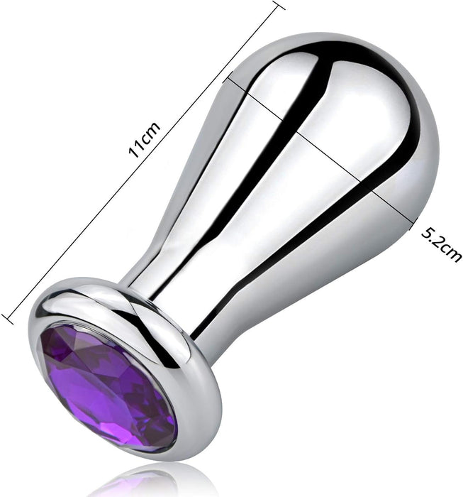 Large Stainless Steel Anal Plug with Light Bulb Design, Medium Size
