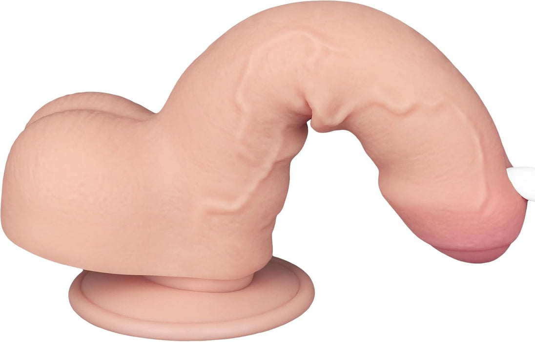 Realistic 18 cm dildo with wet skin effect and strong suction base