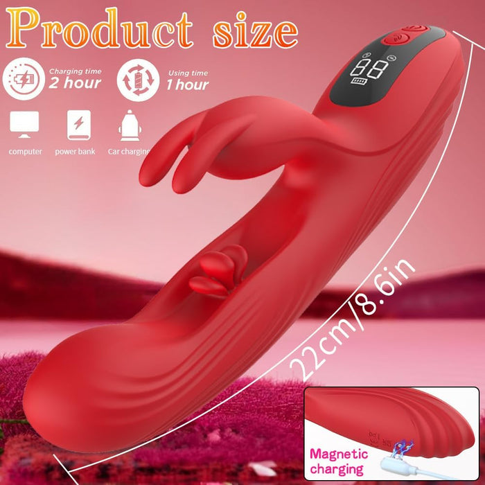 3 in 1 G-spot rabbit vibrator with LCD screen, multiple modes