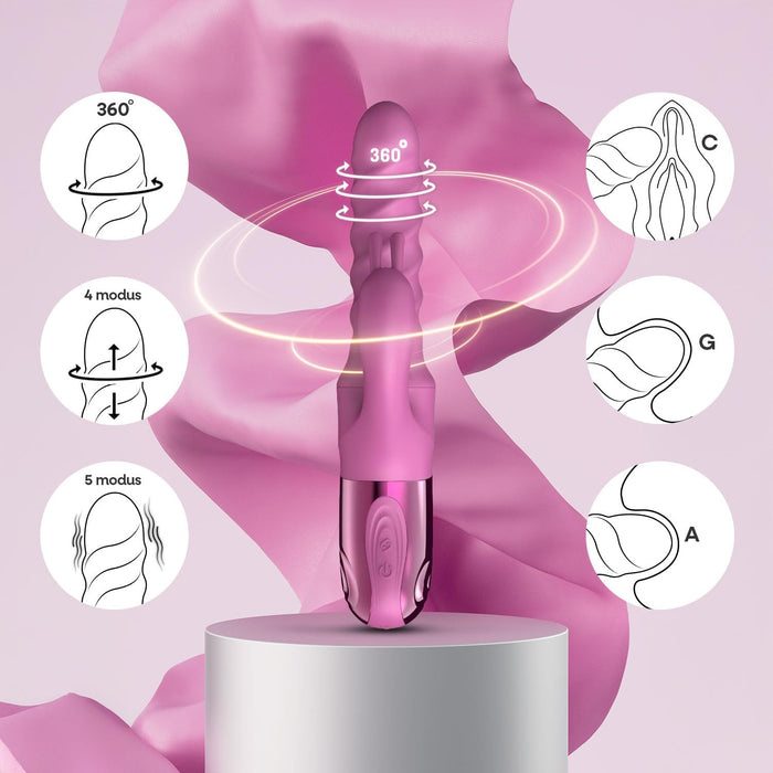360° Rotating Dildo Vibrator with Thrusting Function and 9 Vibration Modes