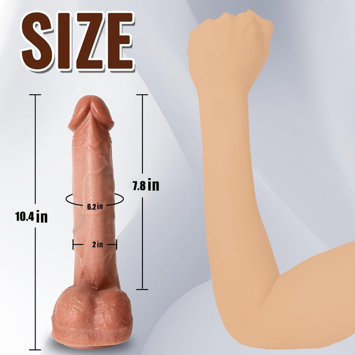 Realistiškas didelis dildo su stipria prisiurbimo pagalve intymiems žaidimams