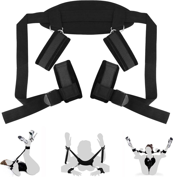 BDSM sex restraint set for couples with comfortable handcuffs and leg cuffs