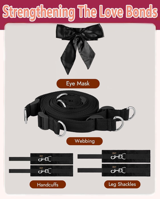 SM Bondage set with cuffs and adjustable straps - comfort and safety in games