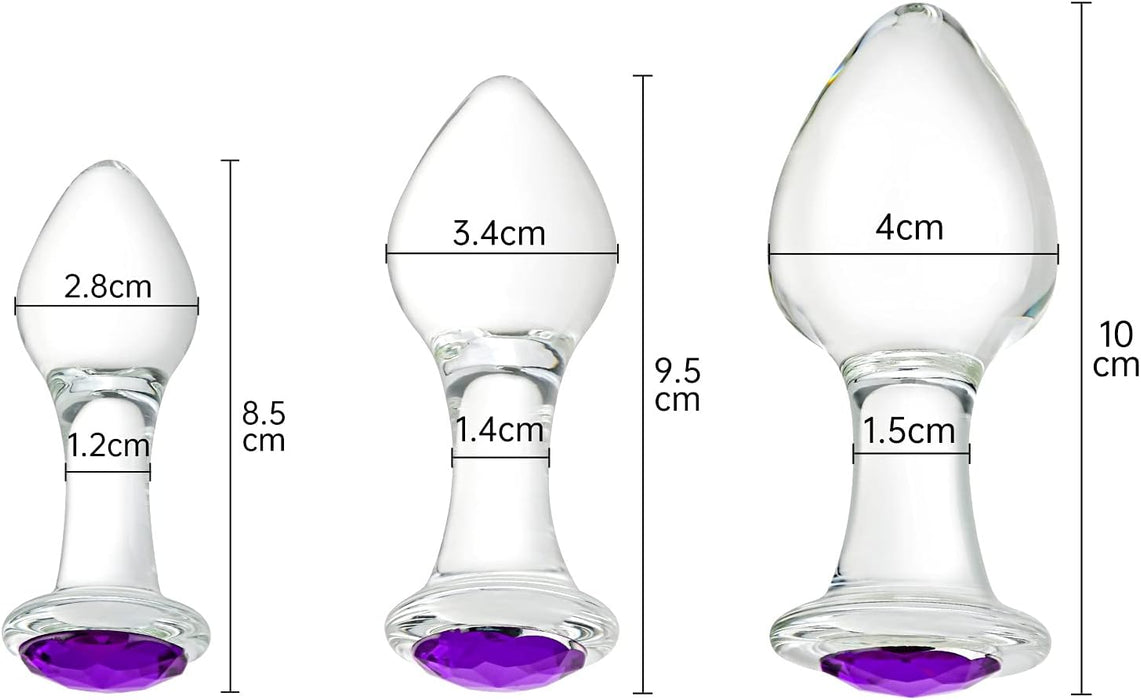 Crystal Anal Plug Set – 3 Sizes Glass Sex Toys