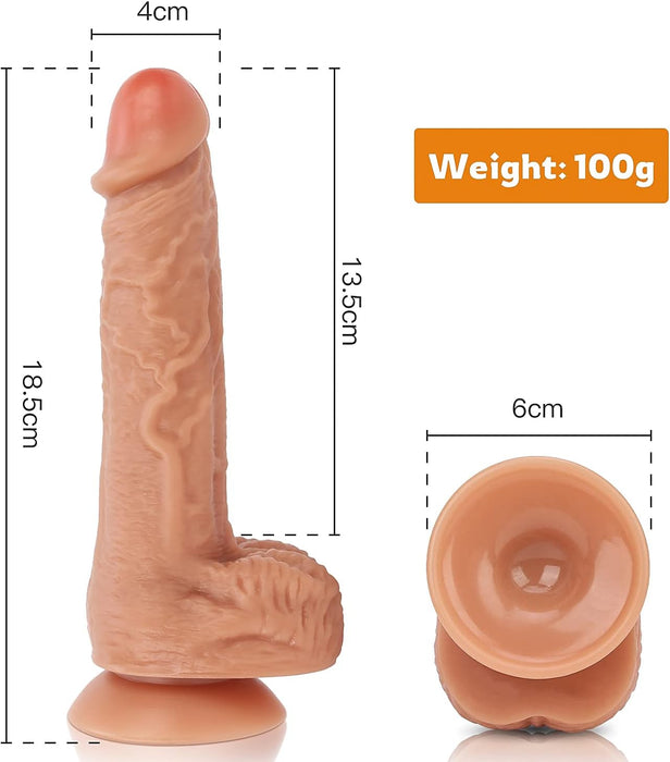Realistic silicone dildo with strong suction cup and natural exterior