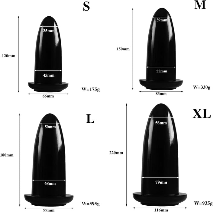 Super Dicker Anal Plug with Silicone Sleeve and Safety Lock S/M/L/XL