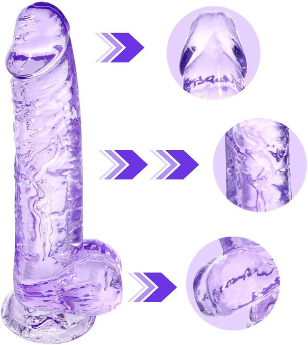 Purple 21 cm Dildo with Safety Lock – Suitable for Beginners and All Genders