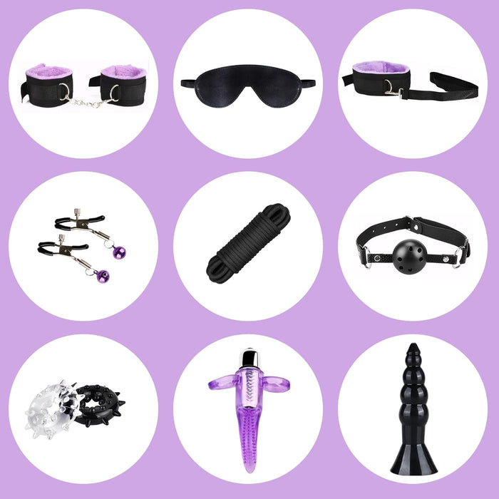 15 dalių pradedančiųjų SM varžtų rinkinys su odiniais antrankiais ir aklina kauke