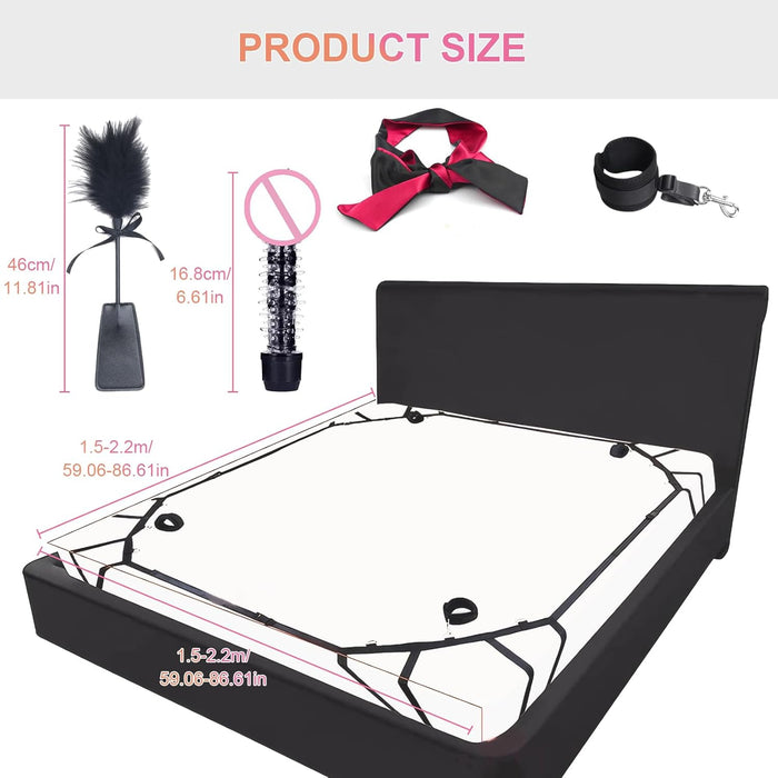 SM Bondage Set With Handcuffs And Legs, Eye Mask And Sex Toys For Couples