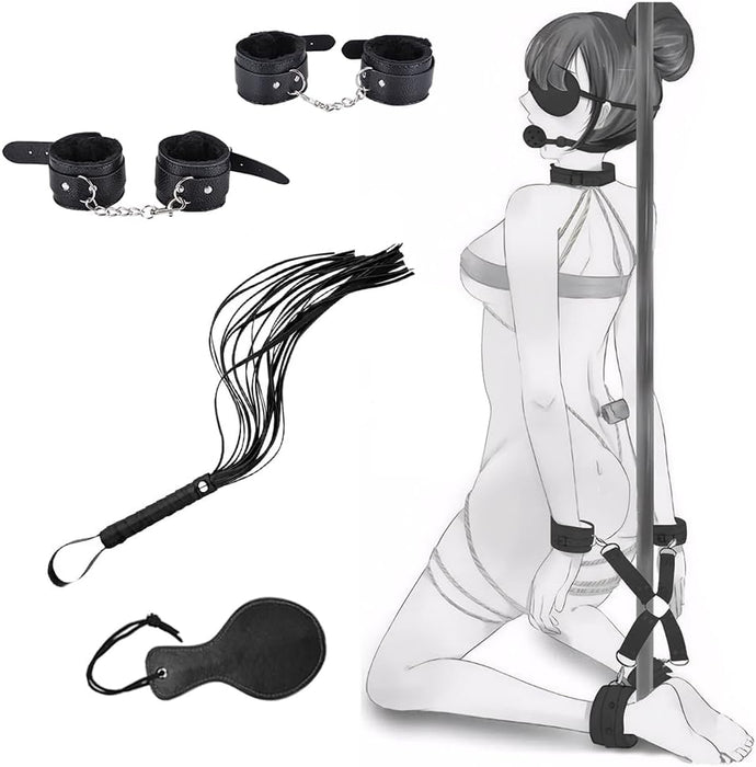 Erotic 18 Piece Bondage Set With Adjustable Restraints For Couples