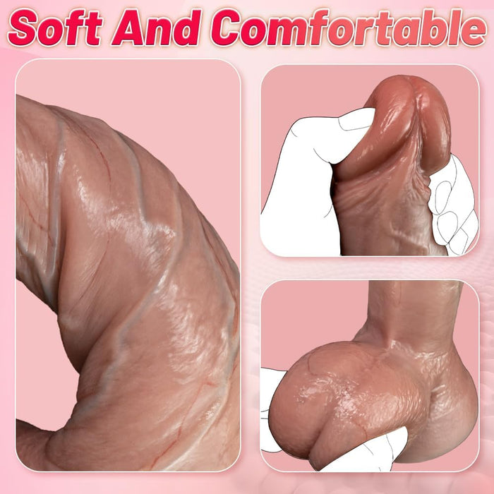 Naturalistic silicone dildo with a strong clamping head and realistic design