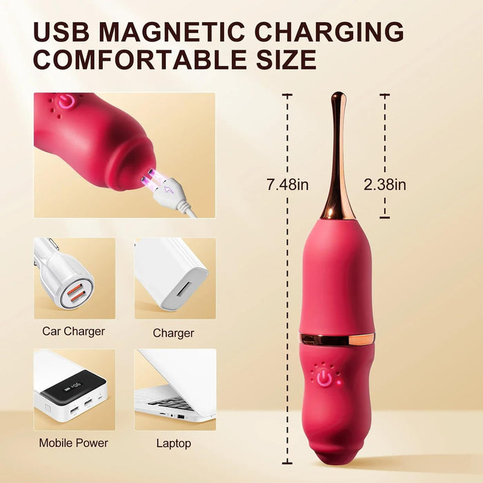 Moteriškas aukšto dažnio silikoninis vibratorius su 7 vibracijos režimais ir keičiamais galvutėmis