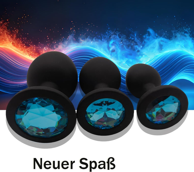 Analinis kaištis 3 dalių rinkinys iš odai draugiško silikono su skirtingais dydžiais