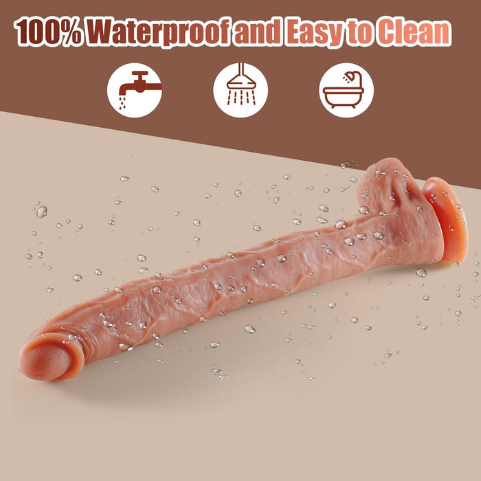 43 cm ilgio silikoninis realistiškas dildo su stipriu prisiurbimo tašku ir G taško stimuliacija
