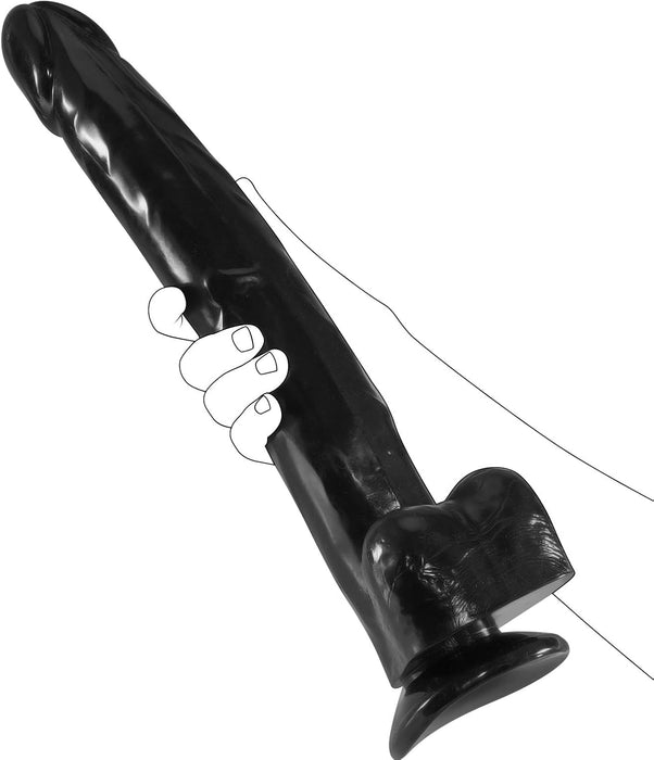 Realistinis 37.5 cm didelis dildo su stipria prisitvirtinančia siurbtuko baze