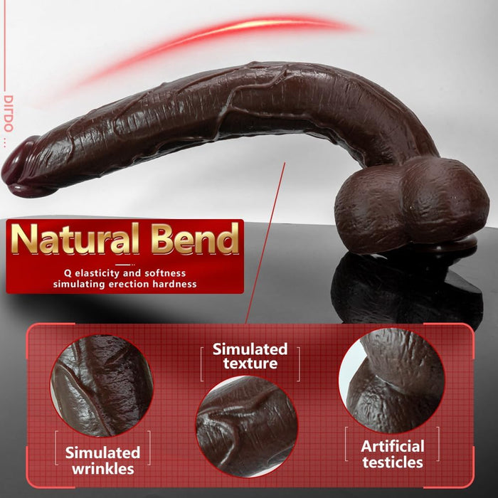 Extra long, flexible, realistic silicone dildo with strong grip (M)