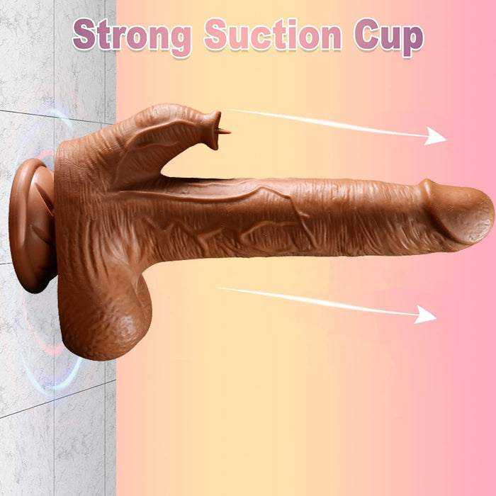 Realistic Dildo Vibrator with Heating, Thrusting and Safety with Strong Attachment