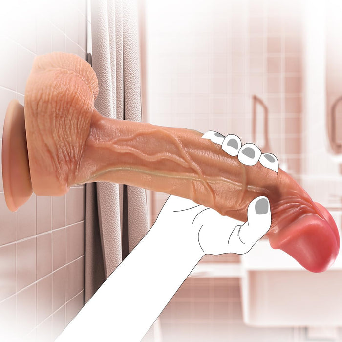 XXL realistinis silikoninis dildo su stipria prisitvirtinimo baze moterims ir vyrams