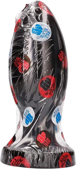 Black silicone anal plug with wide base and protective case