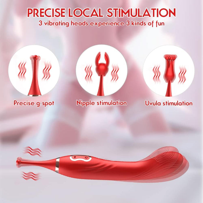 Effective and quiet high-frequency clitoral vibrator with interchangeable heads