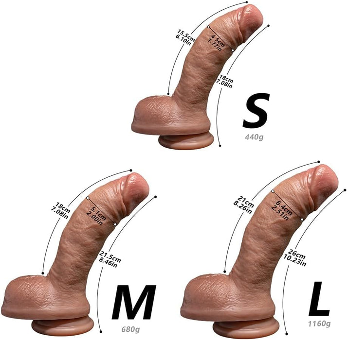 Realistic silicone dildo with strong suction cup - size M