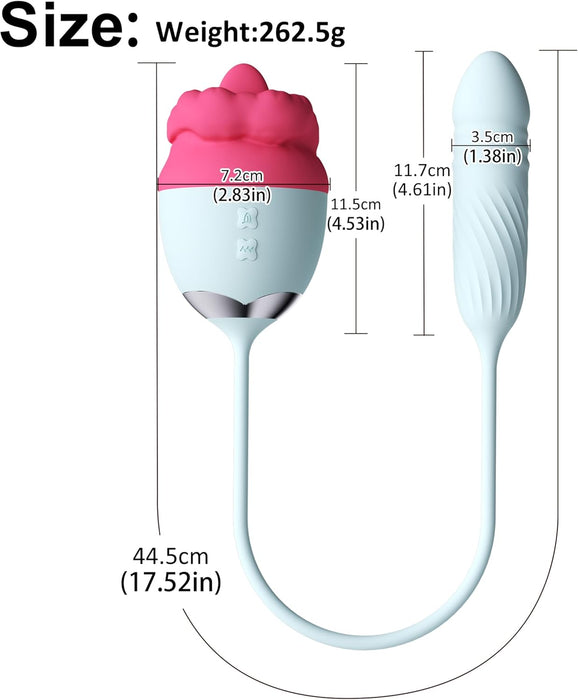 2 in 1 female vibrating toy with tongue stimulator and dildo