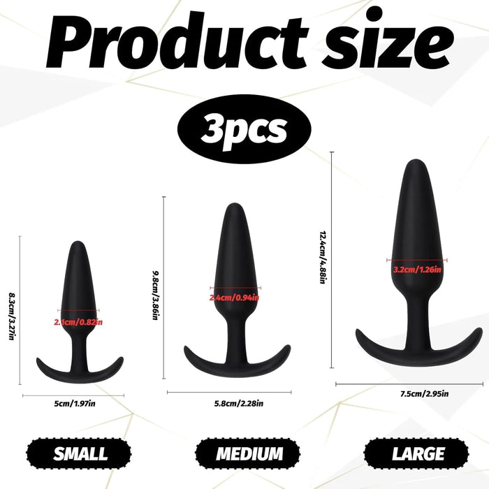 3-Piece Anal Plug Set for Beginners and Advanced Users