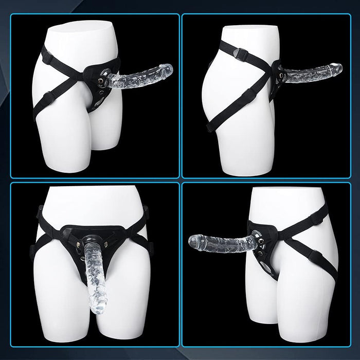 Reguliuojamas Permatomas TPE Dirželis Dildo su Stipria Priešsūke