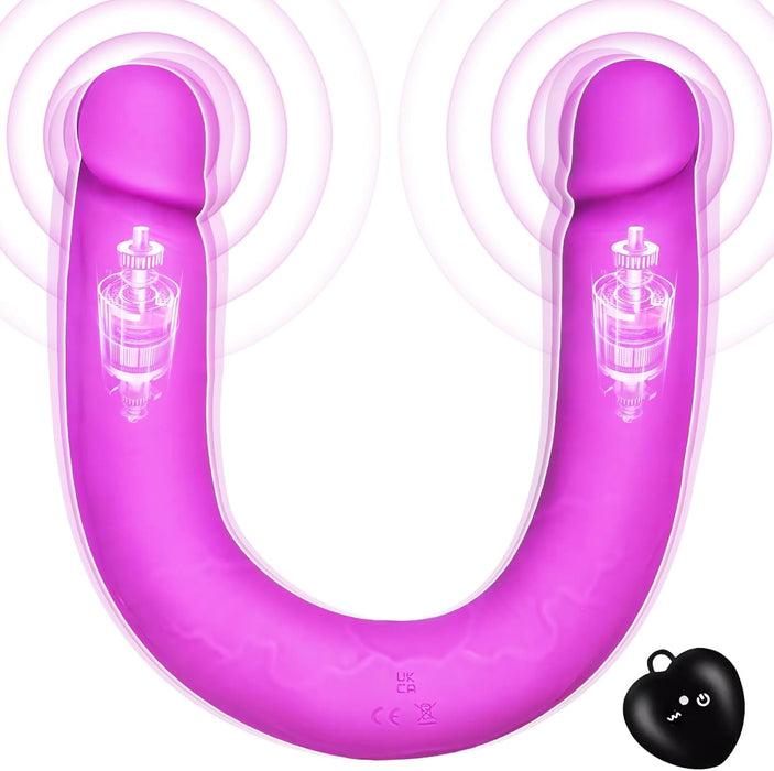 40 cm Dvigubas G taško Vibratorius su Nuotolinio Valdymo pultu Moterims