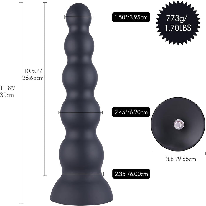 30 cm silicone dildo with 5 smooth balls and a strong attachment base