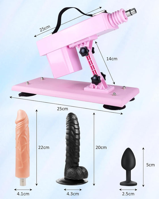 Išmanioji suaugusiųjų žaislų mašina su reguliuojamu intensyvumu ir kampu