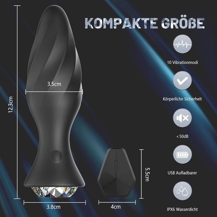 Anal Vibrator with 10 Vibration Modes and Remote Control, for Beginners