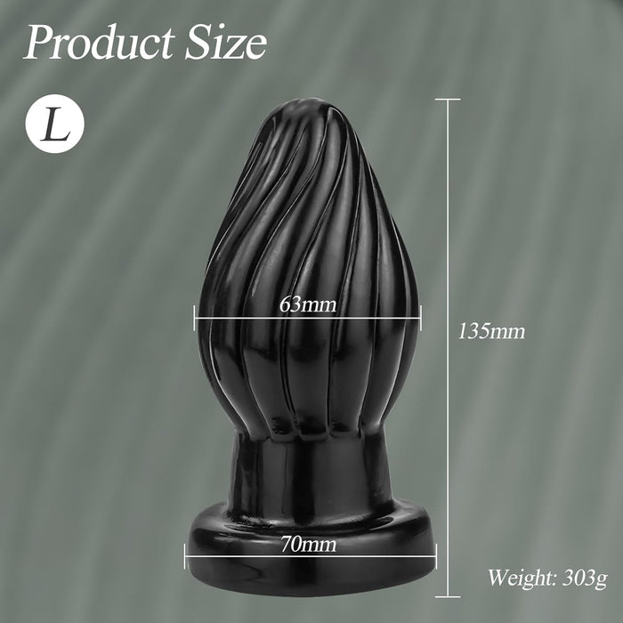 Ergonomic 7.0 Butt Plug with Spiral and Strong Suction Base