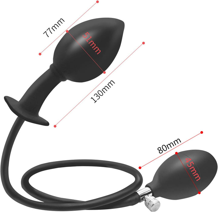 Inflatable silicone anal plug with pump - adjustable size XXL toy