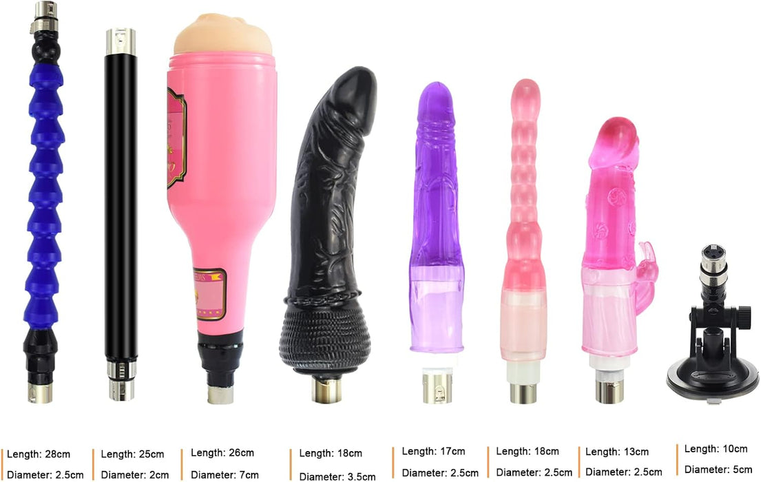 Automatinė universalioji malonumo mašina su 8 priedais ir intensyviu veikimu