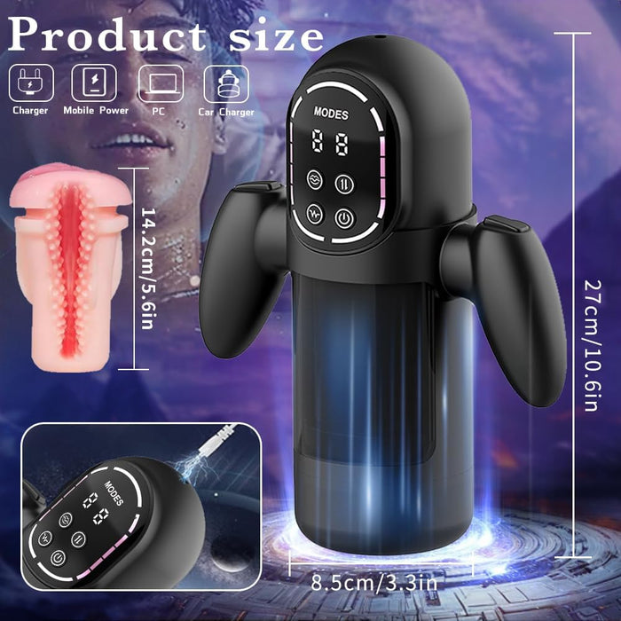 Automatinis vibracinis ir siurbimo masturbatorius vyrams su 3 treniruočių režimais