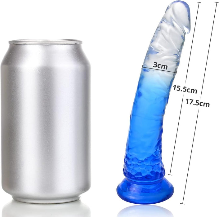 TPE Dildo Plug with G-spot Stimulation and Strong Suction Head, Clear