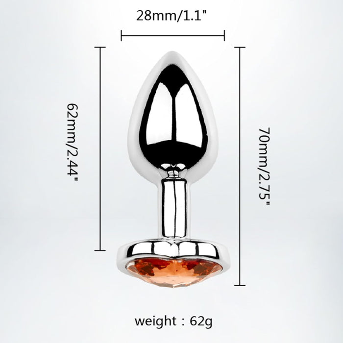Stainless Steel Anal Plug Set with Crystal Heart Cone – 3 Size Set for Women and Men