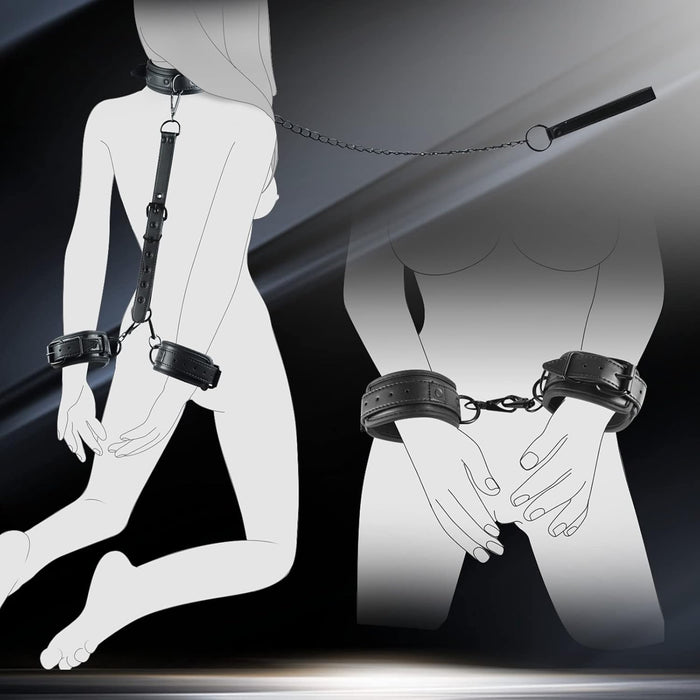 5-in-1 BDSM Bondage Set with Collar, Handcuffs, Blindfold, and Straps