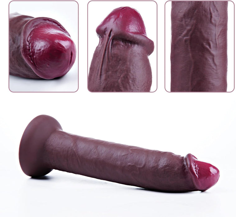 20 cm small black silicone dildo with strong suction cup base