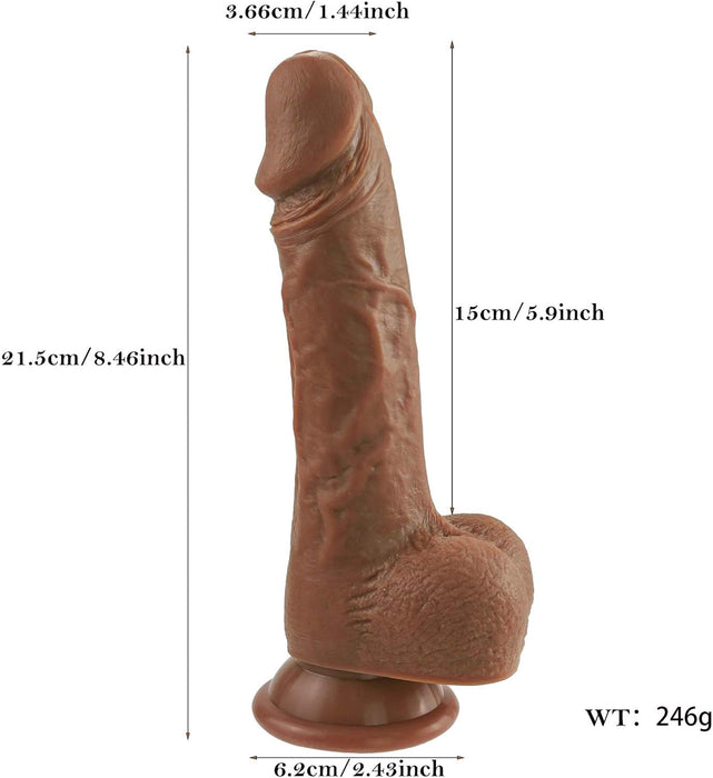 20,5 cm realistinis silikoninis dildo su stipria prisitvirtinimo baze moterims