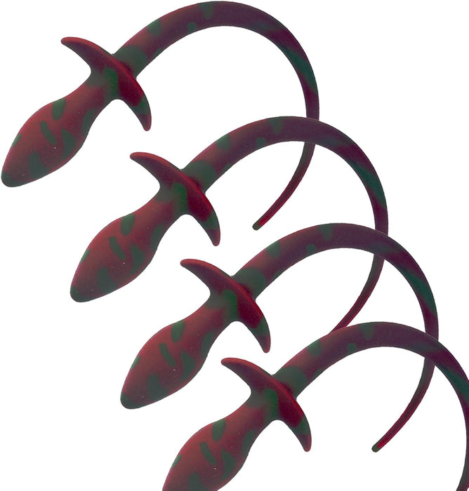 Cosplay silicone anal plug with dog tail - green and soft