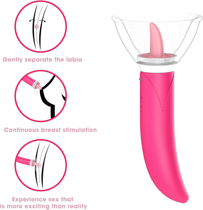 Vibrator for women with 3in1 stimulation: clitoral suction, tongue vibration, 10 modes