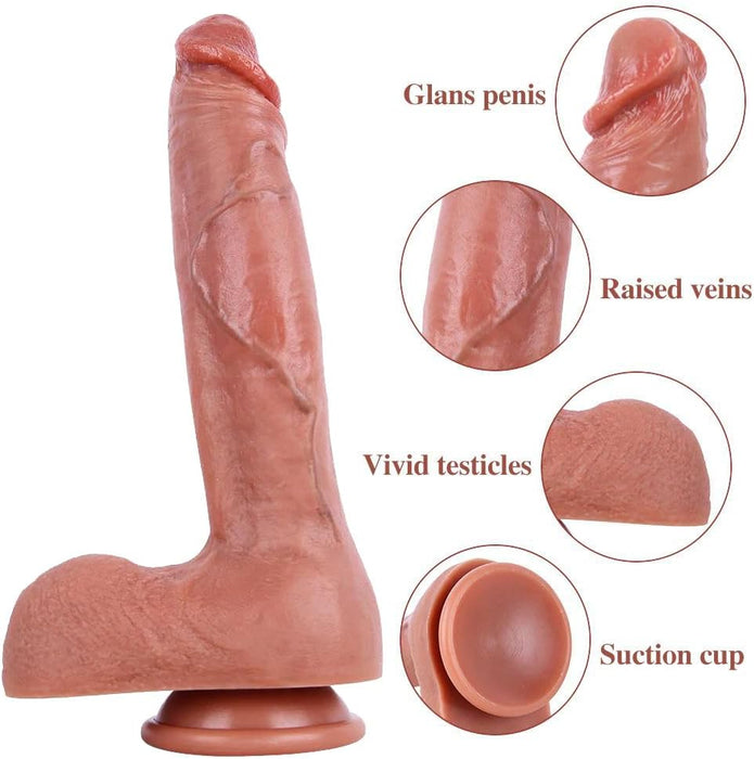 Large realistic dildo with strong floor attachment system, 25 cm