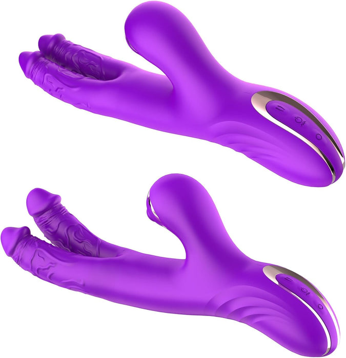 3 in 1 Vibrator with Clitoris and G-spot Stimulation for Women (10 Modes, Purple)